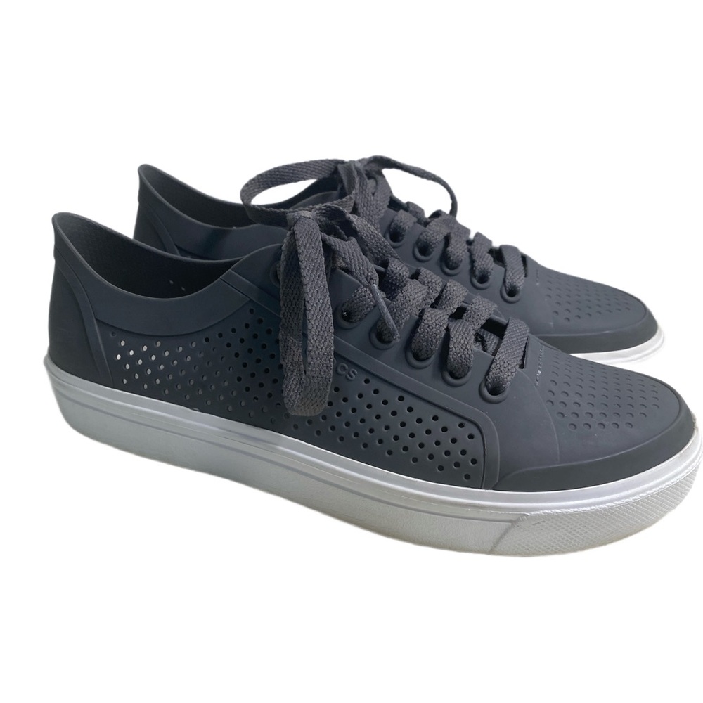 Crocs LiteRide Pacer Sneakers‎ Size W8 Gray Perforated Lace Up 204884